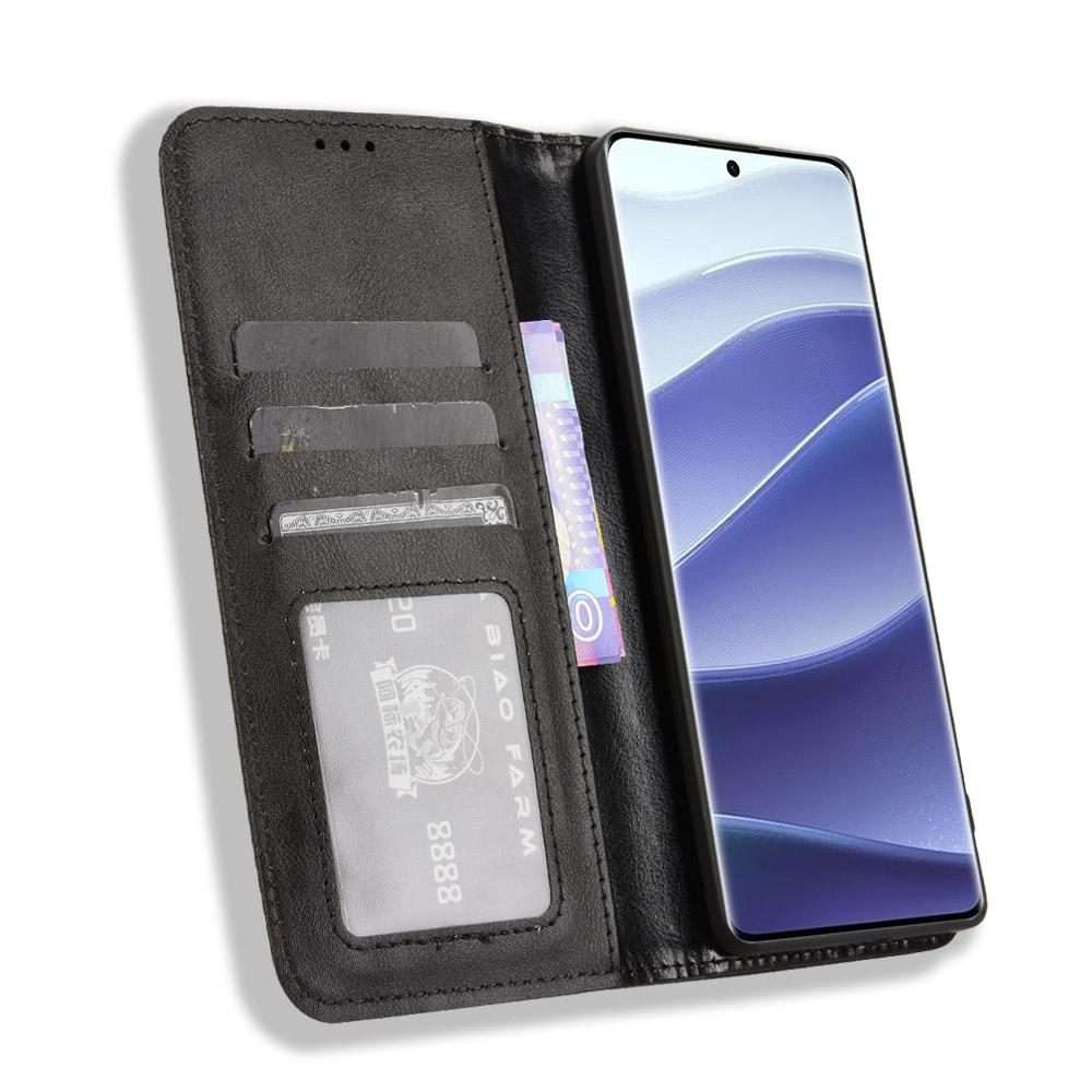 For Redmi Note 14 Pro+ 5G Magnetic Buckle Retro Texture Leather Phone Case(Black)
