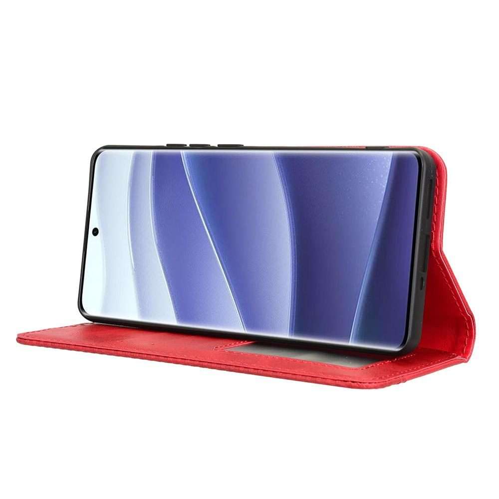 For Redmi Note 14 Pro+ 5G Magnetic Buckle Retro Texture Leather Phone Case(Red)