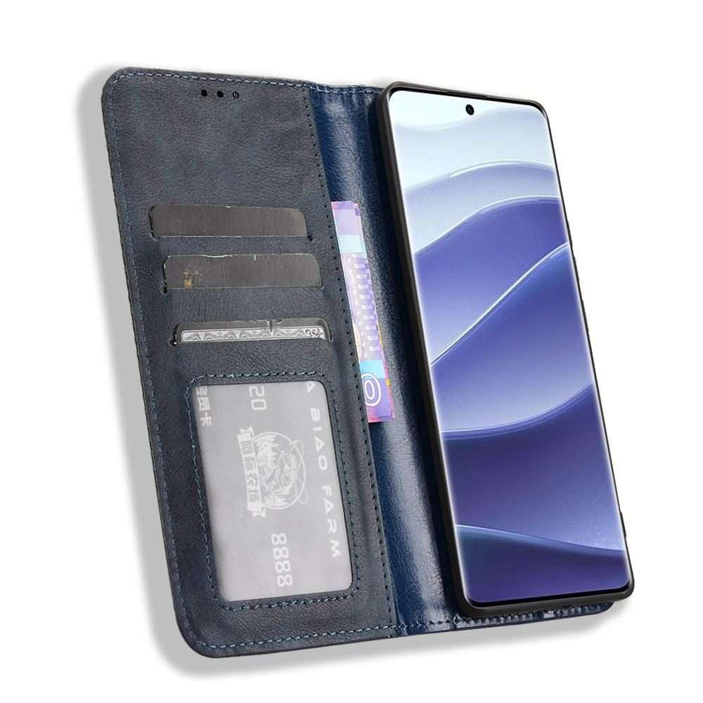 For Redmi Note 14 Pro+ 5G Magnetic Buckle Retro Texture Leather Phone Case(Blue)