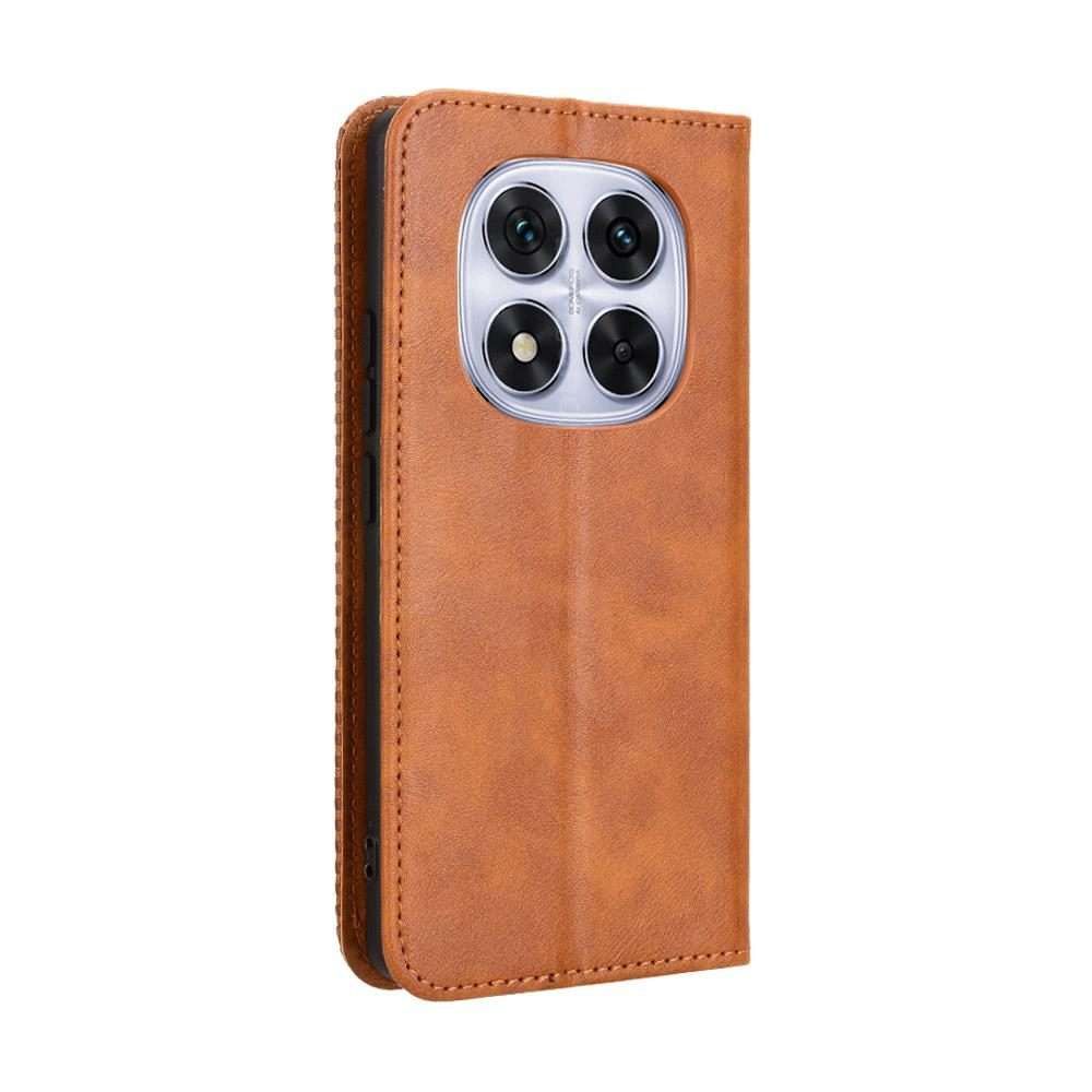 For Redmi Note 14 Pro+ 5G Magnetic Buckle Retro Texture Leather Phone Case(Brown)
