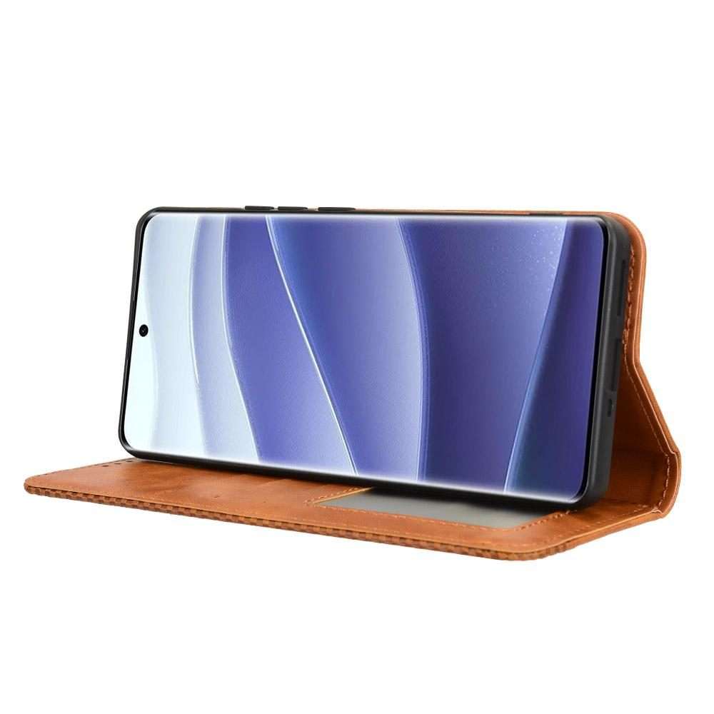 For Redmi Note 14 Pro+ 5G Magnetic Buckle Retro Texture Leather Phone Case(Brown)