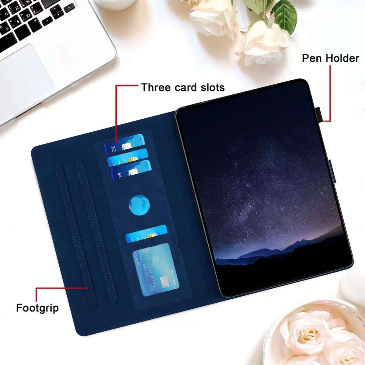 For Samsung Galaxy Tab S9 / S9 FE Honeycomb Embossed Leather Smart Tablet Case(Blue)