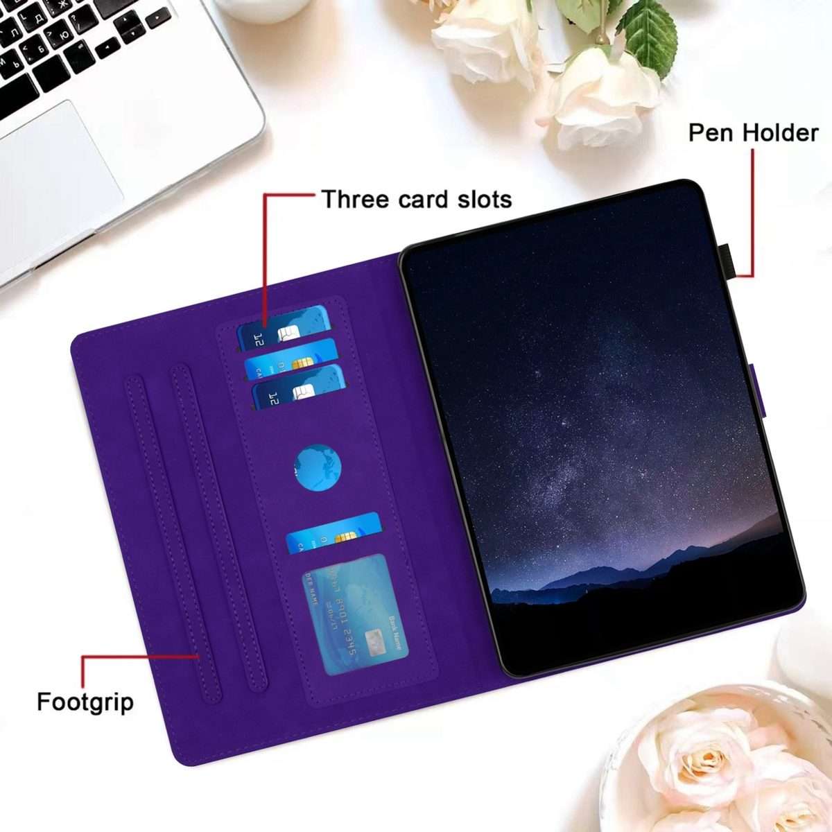 For Samsung Galaxy Tab A11 / A9 Honeycomb Embossed Leather Smart Tablet Case(Purple)