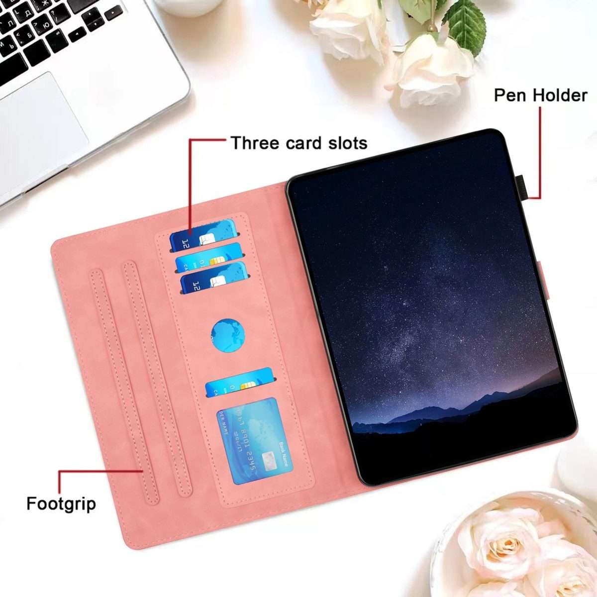 For Samsung Galaxy Tab A11 / A9 Honeycomb Embossed Leather Smart Tablet Case(Pink)