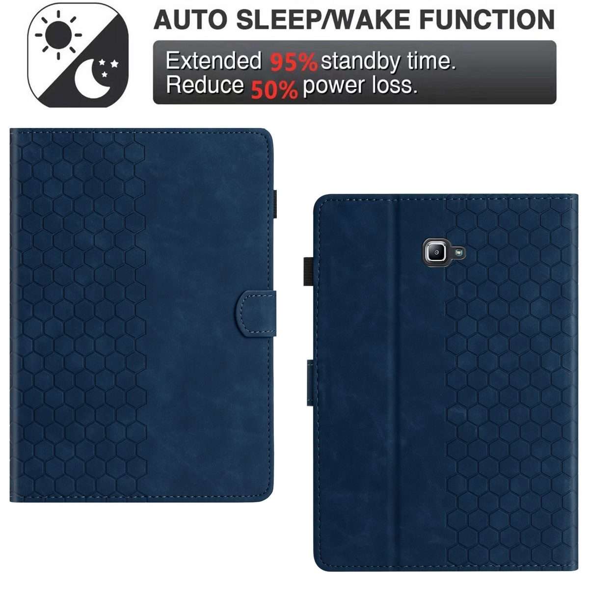 For Samsung Galaxy Tab A 10.1 2016 T580 Honeycomb Embossed Leather Smart Tablet Case(Blue)