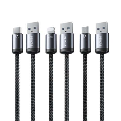 WK WDC-32i Raython Gen2 1m 2.4A USB to 8 Pin Fast Charging Data Cable(Black)