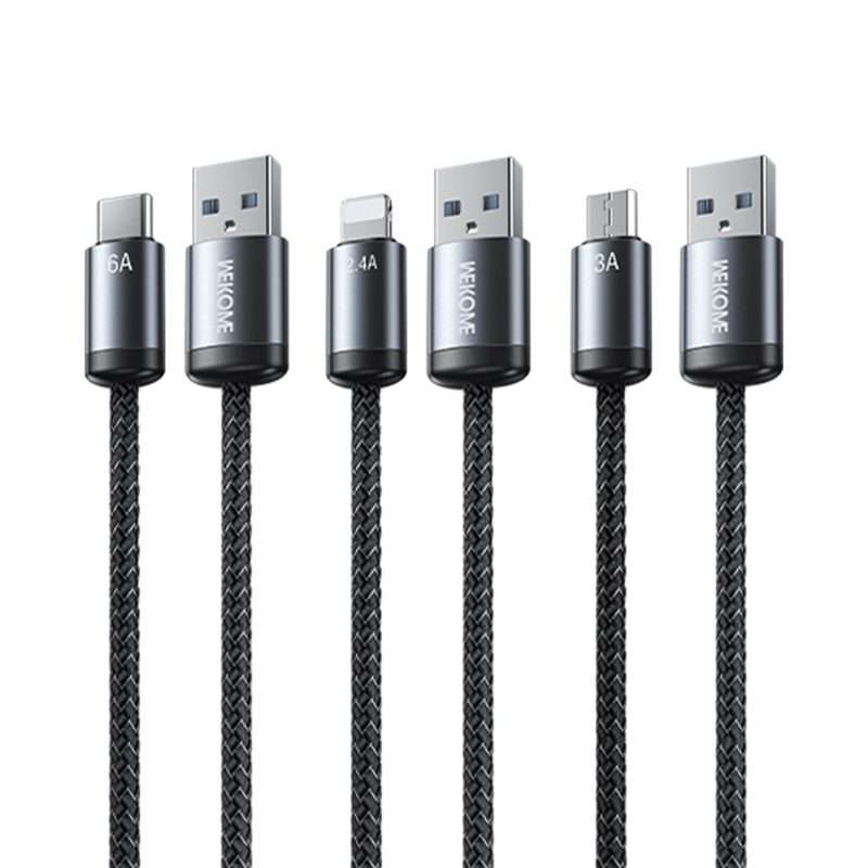 WK WDC-32a Raython Gen2 1m 6A USB to Type-C Fast Charging Data Cable(Black)