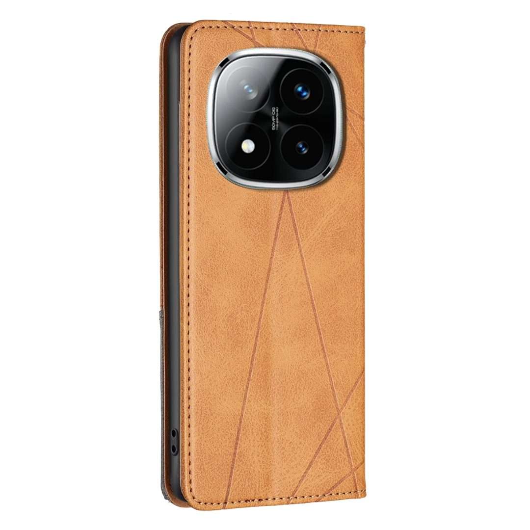For Redmi Note 14 Pro 5G / Note 14 Pro+ 5G Rhombus Texture Magnetic Leather Phone Case(Yellow)