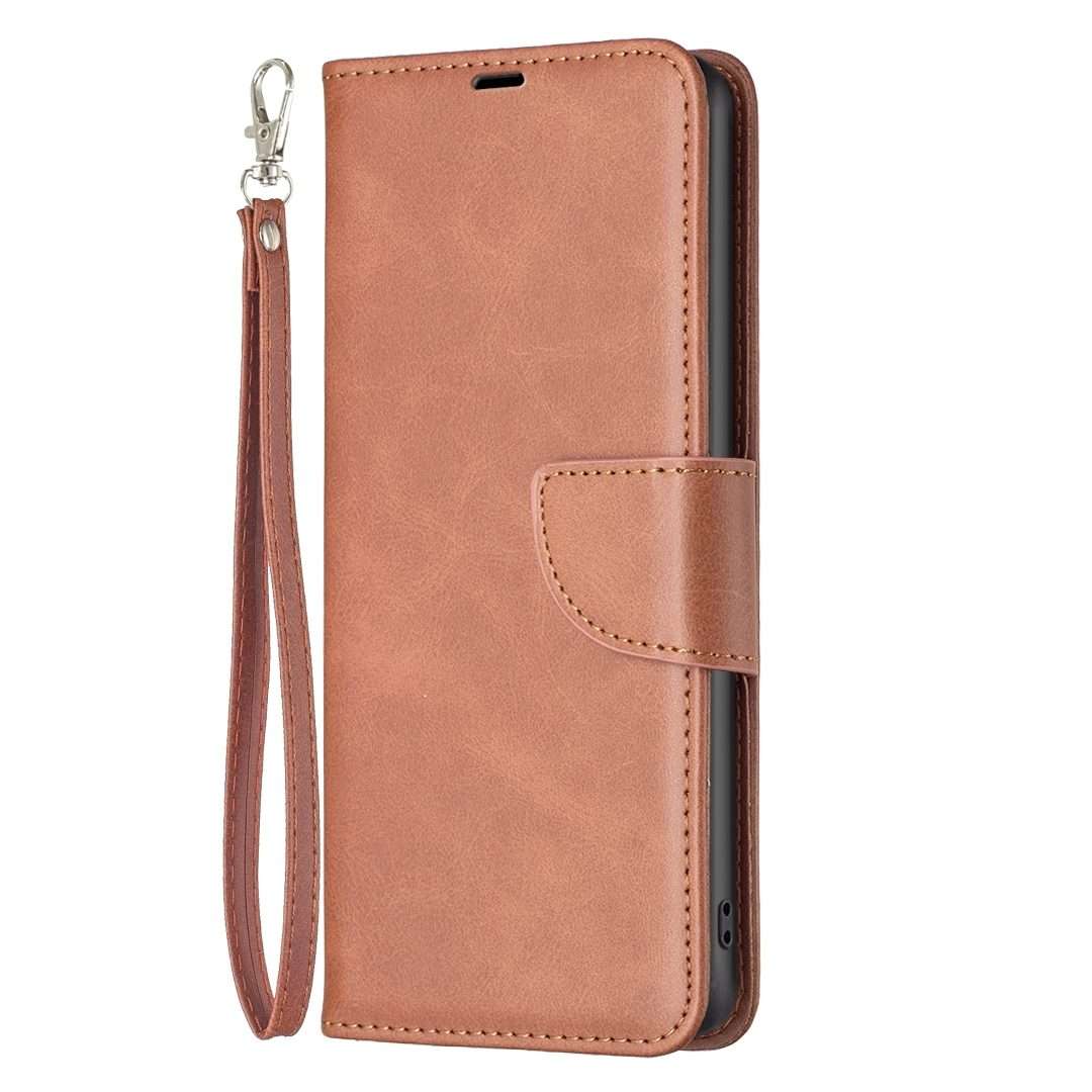 For Redmi Note 14 Pro 5G / Note 14 Pro+ 5G Lambskin Texture Pure Color Flip Leather Ph ... (Brown)