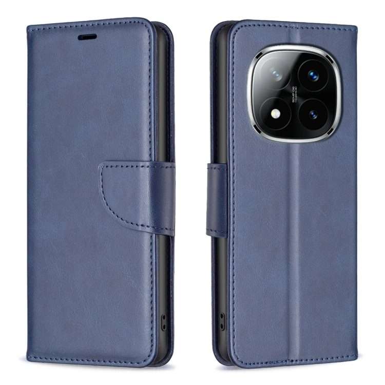For Redmi Note 14 Pro 5G / Note 14 Pro+ 5G Lambskin Texture Pure Color Flip Leather Pho ... (Blue)