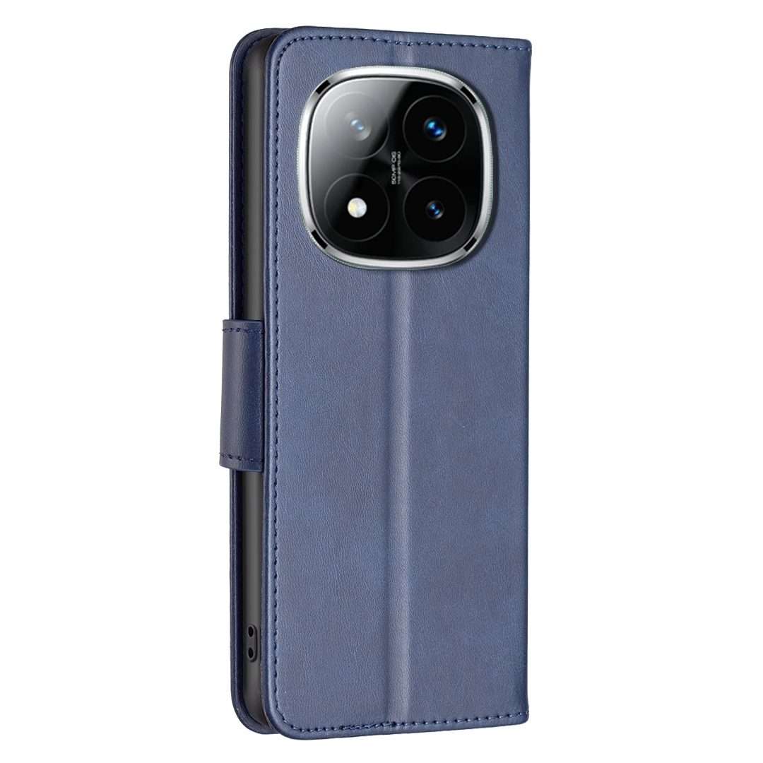 For Redmi Note 14 Pro 5G / Note 14 Pro+ 5G Lambskin Texture Pure Color Flip Leather Pho ... (Blue)