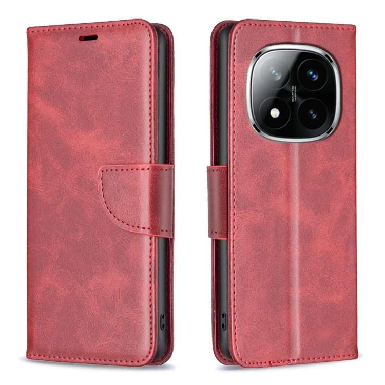 For Redmi Note 14 Pro 5G / Note 14 Pro+ 5G Lambskin Texture Pure Color Flip Leather Phon ... (Red)