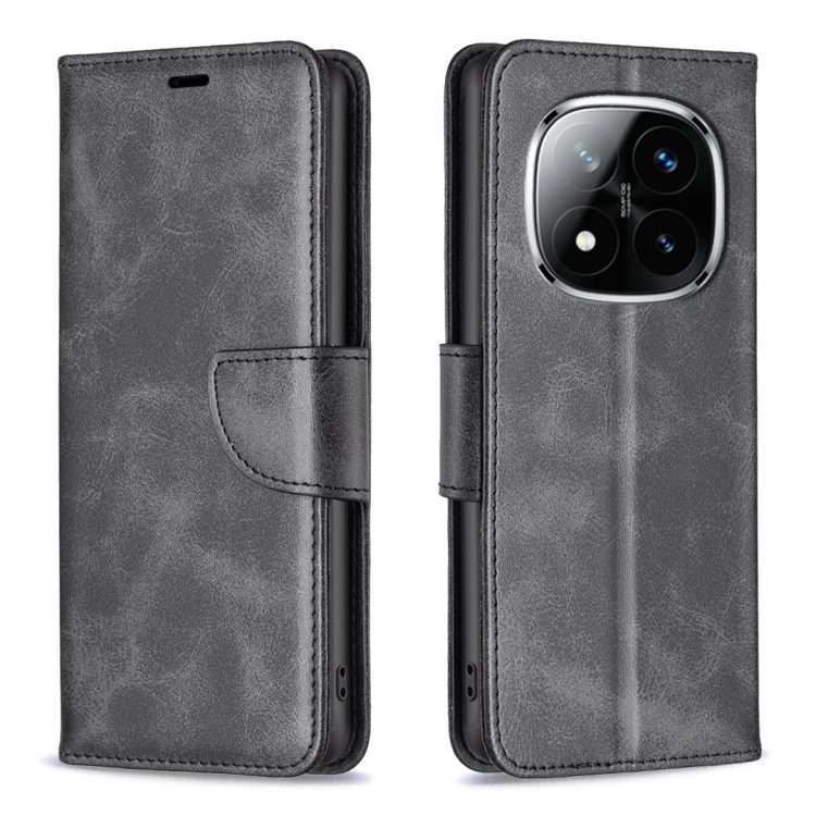 For Redmi Note 14 Pro 5G / Note 14 Pro+ 5G Lambskin Texture Pure Color Flip Leather Ph ... (Black)