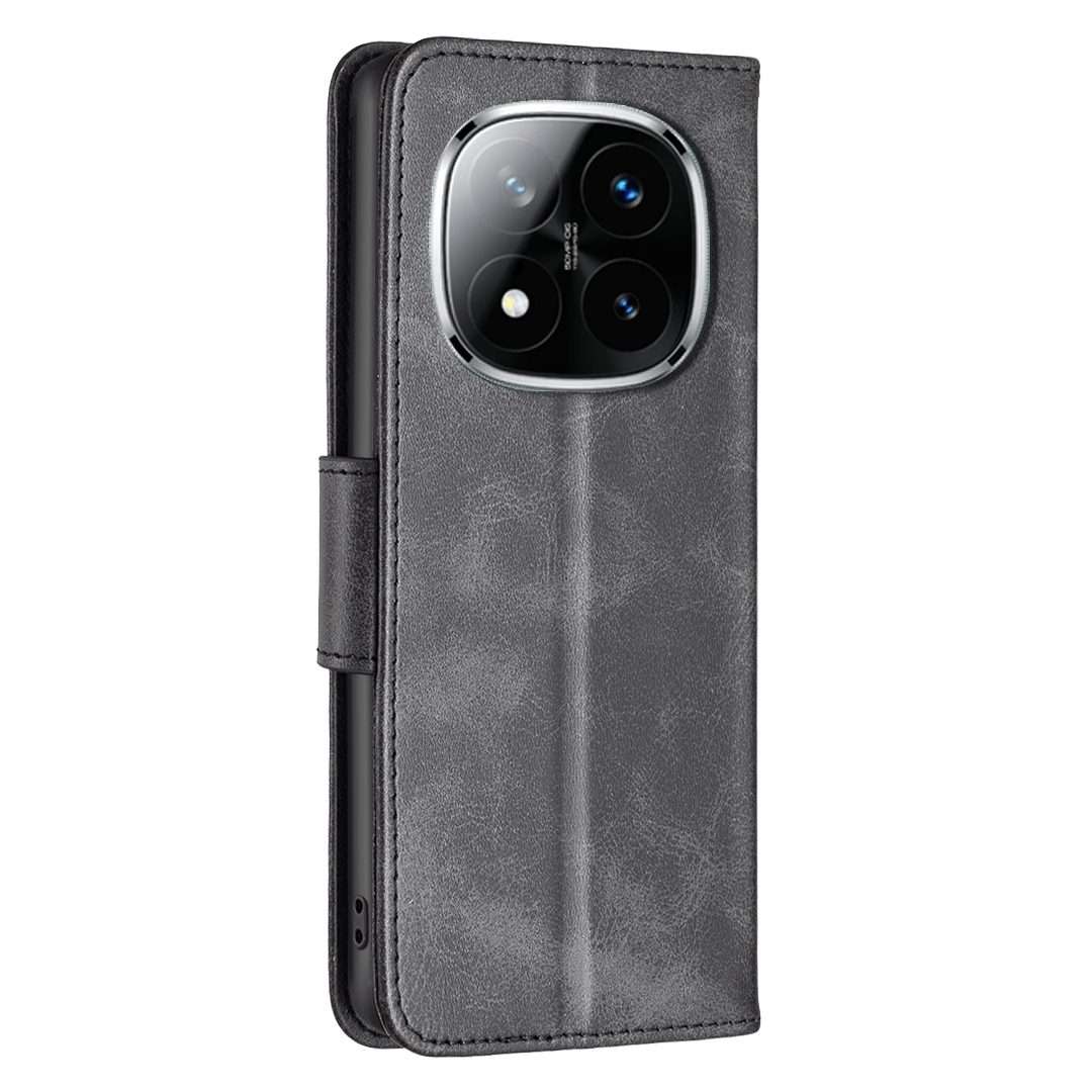 For Redmi Note 14 Pro 5G / Note 14 Pro+ 5G Lambskin Texture Pure Color Flip Leather Ph ... (Black)