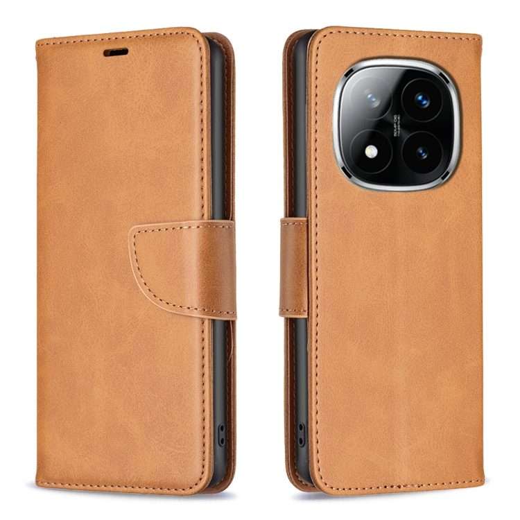 For Redmi Note 14 Pro 5G / Note 14 Pro+ 5G Lambskin Texture Pure Color Flip Leather P ... (Yellow)