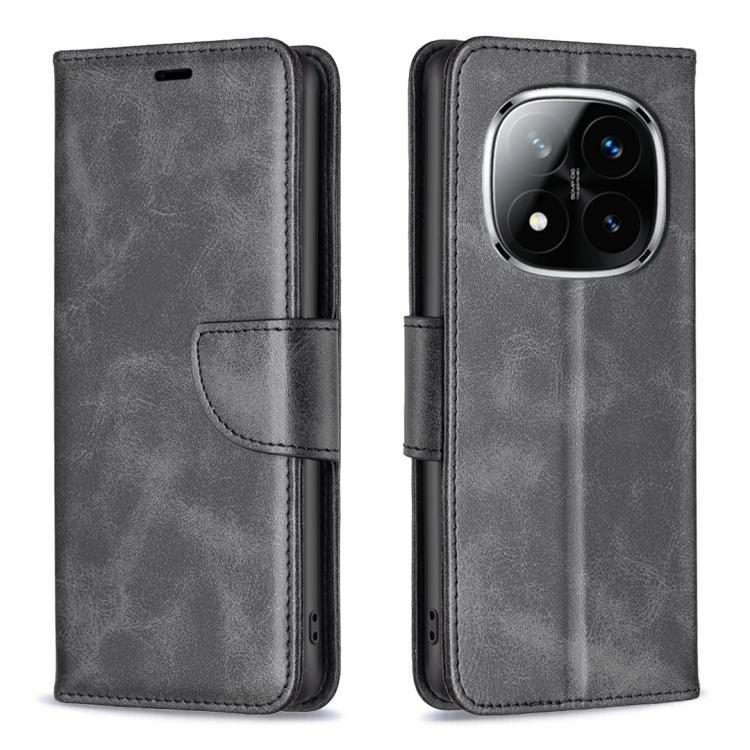 For Redmi Note 14 Pro 4G Lambskin Texture Pure Color Flip Leather Phone Case(Black)