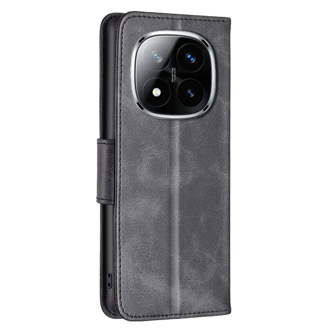 For Redmi Note 14 Pro 4G Lambskin Texture Pure Color Flip Leather Phone Case(Black)