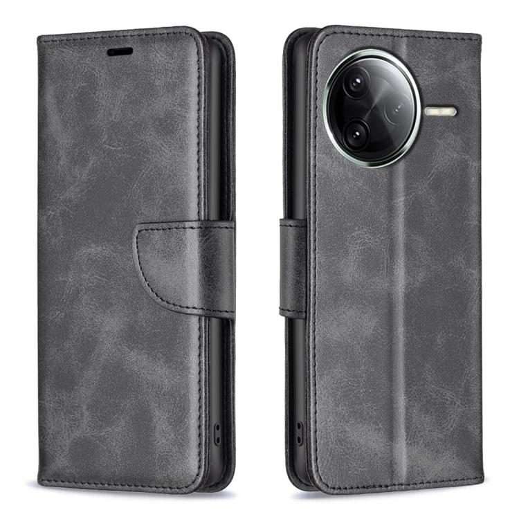 For Redmi K80 / K80 Pro Lambskin Texture Pure Color Flip Leather Phone Case(Black)