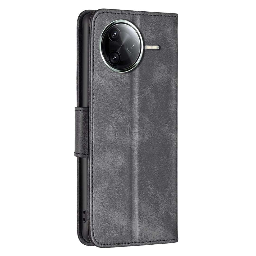 For Redmi K80 / K80 Pro Lambskin Texture Pure Color Flip Leather Phone Case(Black)