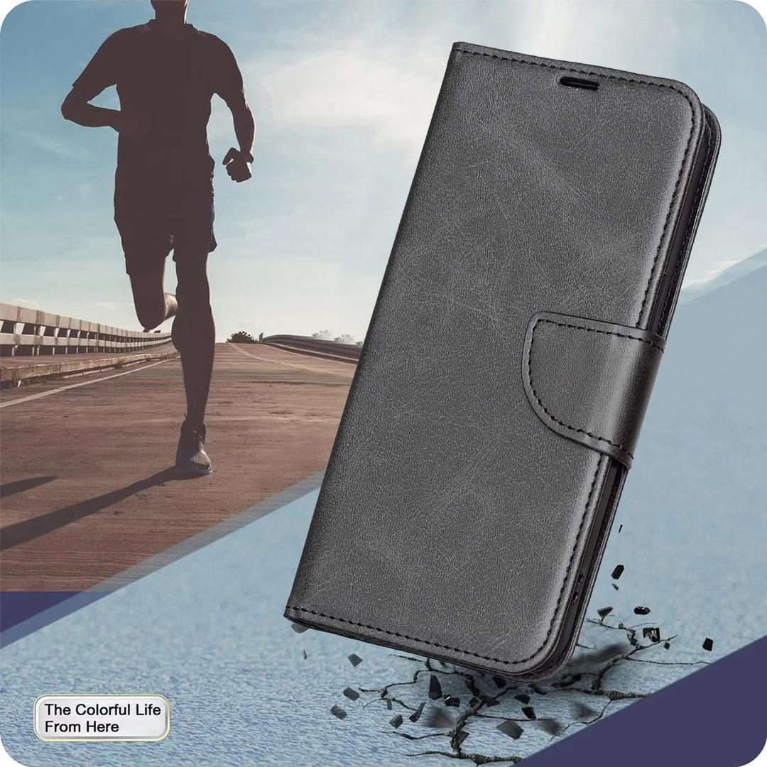 For Redmi K80 / K80 Pro Lambskin Texture Pure Color Flip Leather Phone Case(Black)
