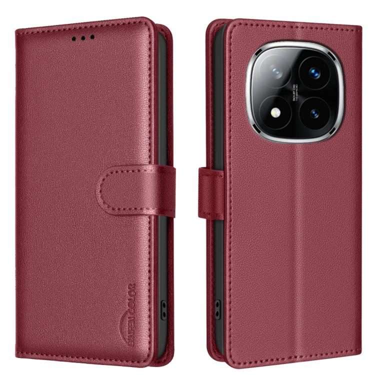 For Redmi Note 14 Pro 4G Litchi Texture RFID Anti-theft Leather Phone Case(Red)