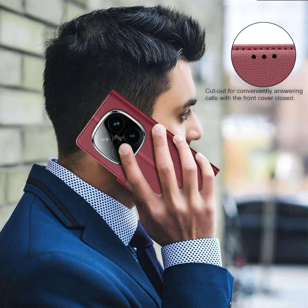 For Redmi Note 14 Pro 4G Litchi Texture RFID Anti-theft Leather Phone Case(Red)