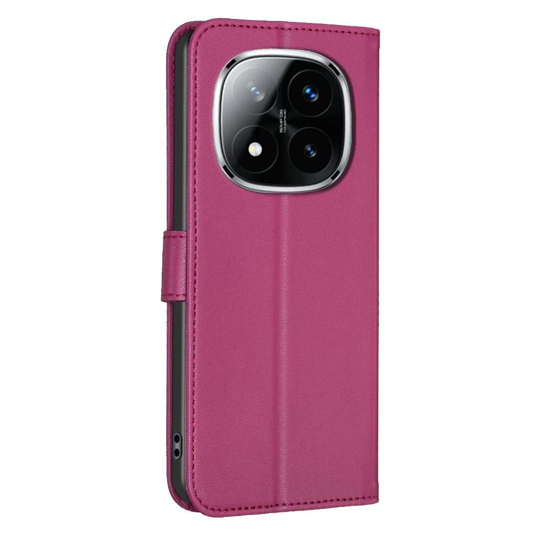 For Redmi Note 14 Pro 5G / Note 14 Pro+ 5G Four-leaf Embossed Leather Phone Case(Rose Red)
