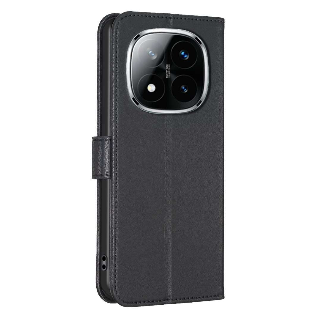 For Redmi Note 14 Pro 5G / Note 14 Pro+ 5G Four-leaf Embossed Leather Phone Case(Black)