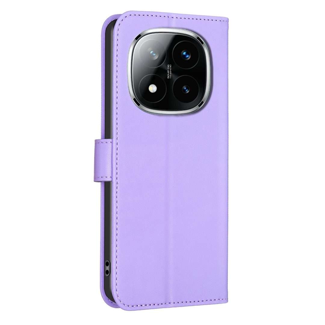 For Redmi Note 14 Pro 5G / Note 14 Pro+ 5G Four-leaf Embossed Leather Phone Case(Purple)