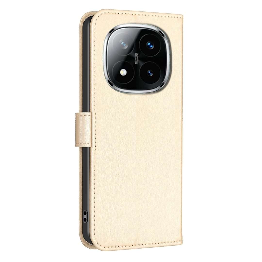 For Redmi Note 14 Pro 5G / Note 14 Pro+ 5G Four-leaf Embossed Leather Phone Case(Gold)