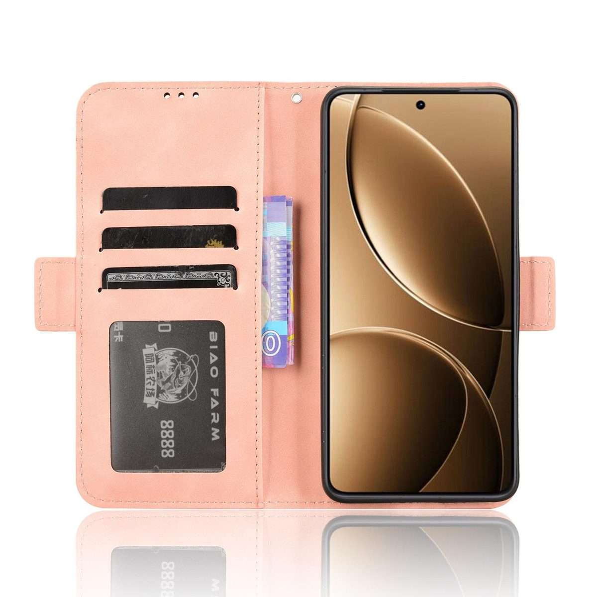 For Redmi K80 / K80 Pro Skin Feel Calf Texture Card Slots Leather Phone Case(Pink)