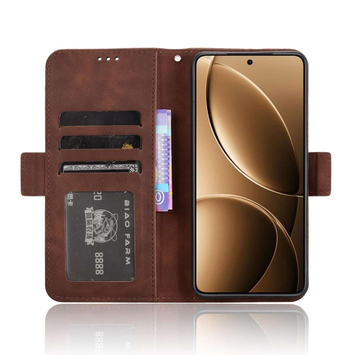 For Redmi K80 / K80 Pro Skin Feel Calf Texture Card Slots Leather Phone Case(Brown)