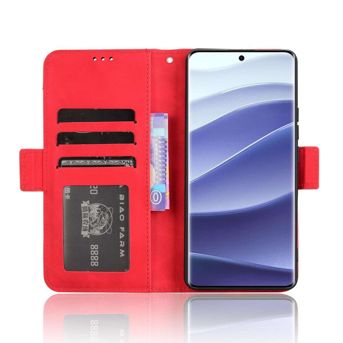 For Redmi Note 14 Pro+ 5G Skin Feel Calf Texture Card Slots Leather Phone Case(Red)