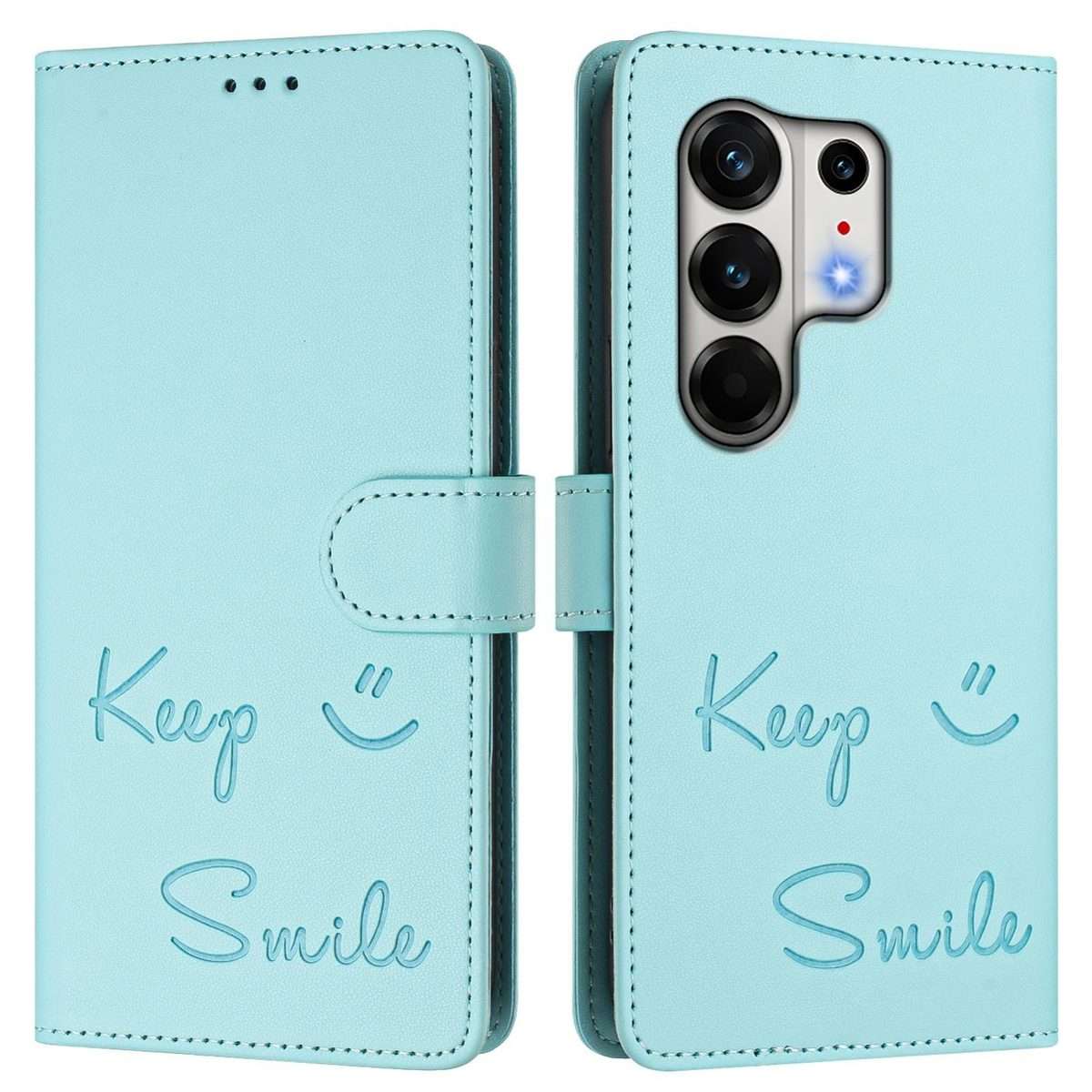 For Tecno Camon 50 Pro 4G Smile Embossing RFID Leather Phone Case(Mint Green)