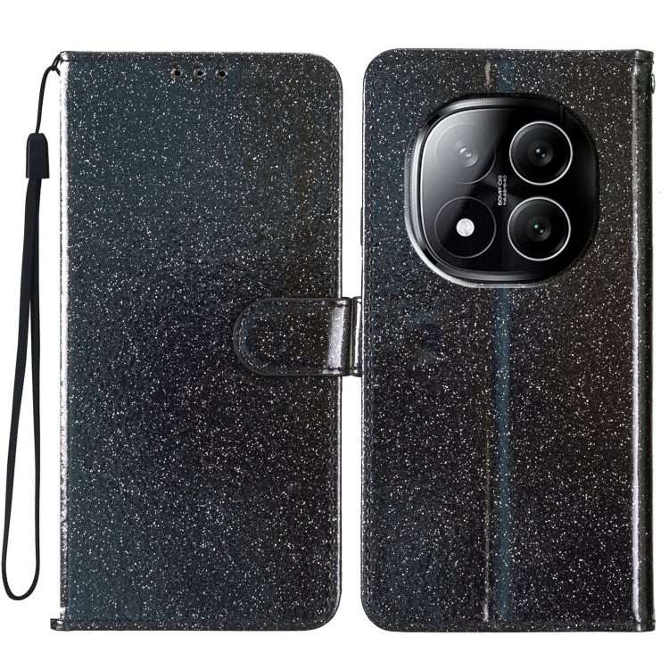 For Redmi Note 14 Pro+ 5G Glitter Powder Flip Leather Phone Case(Black)