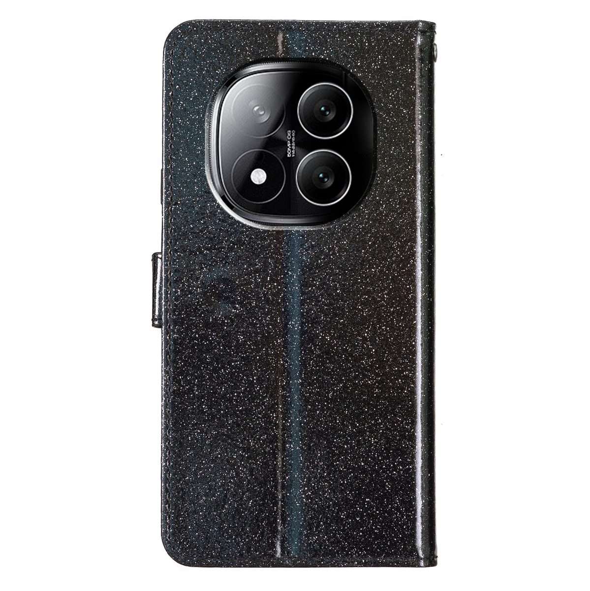 For Redmi Note 14 Pro+ 5G Glitter Powder Flip Leather Phone Case(Black)