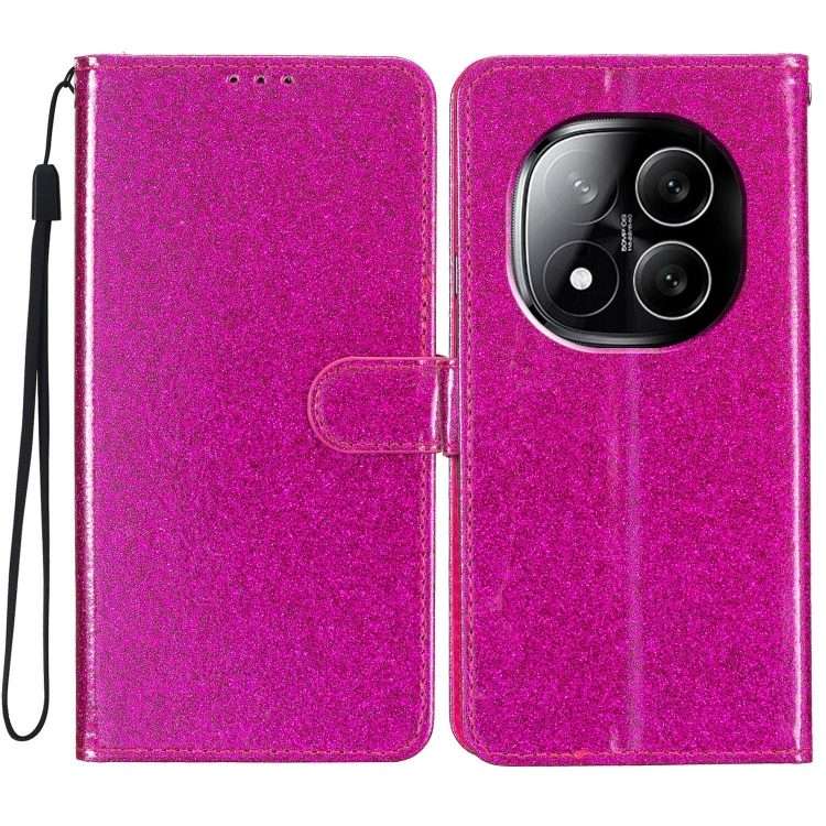 For Redmi Note 14 Pro+ 5G Glitter Powder Flip Leather Phone Case(Rose Red)