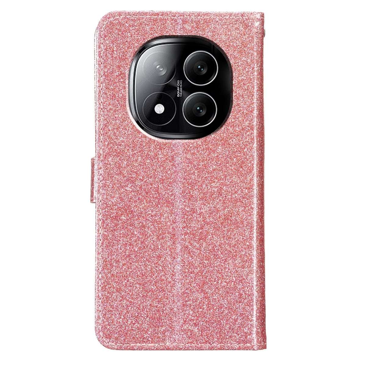 For Redmi Note 14 Pro+ 5G Glitter Powder Flip Leather Phone Case(Rose Gold)