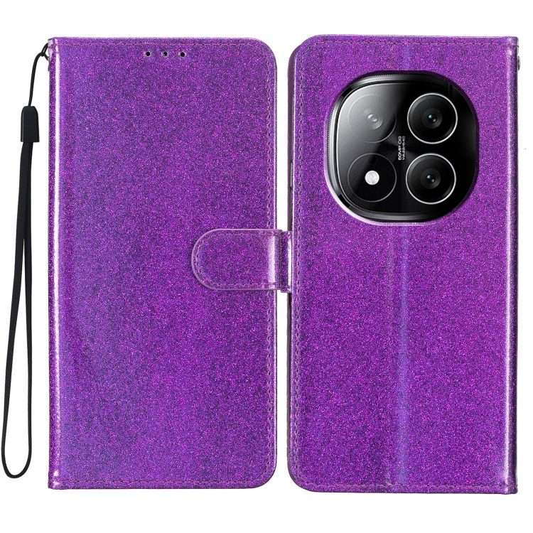 For Redmi Note 14 Pro+ 5G Glitter Powder Flip Leather Phone Case(Purple)