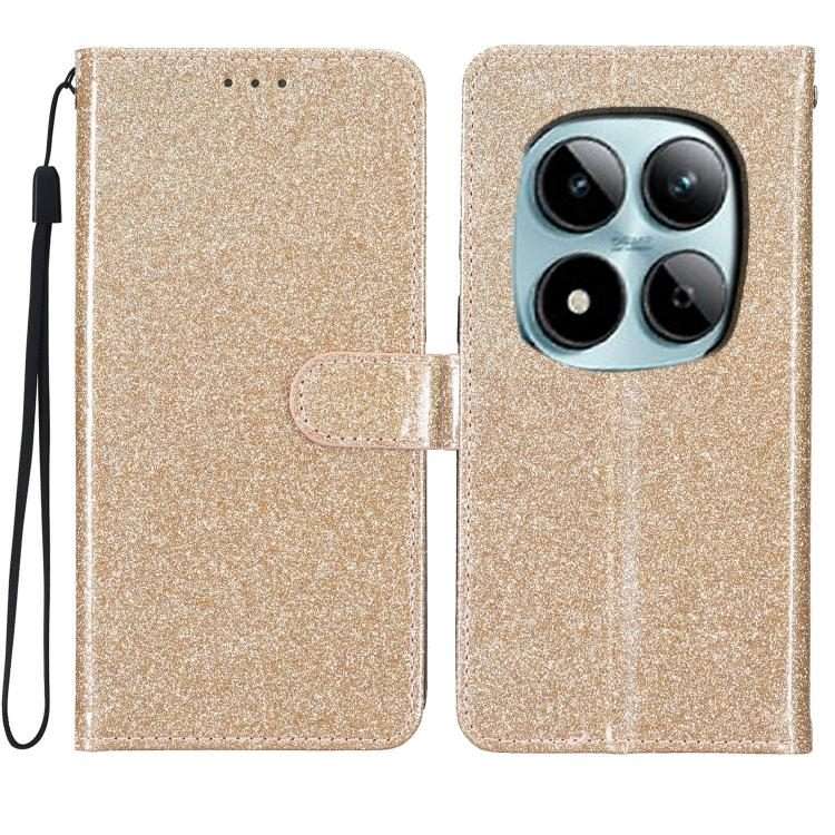 For Redmi Note 15 Pro+ 5G Global 163.3mm Glitter Powder Flip Leather Phone Case(Gold)