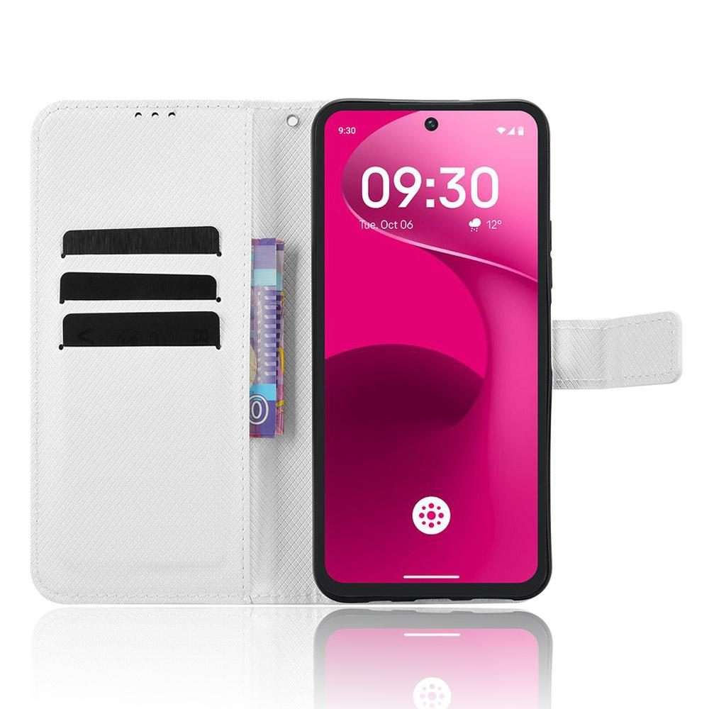 For T-Mobile Revvl 8 Pro 5G Diamond Texture Leather Phone Case(White)