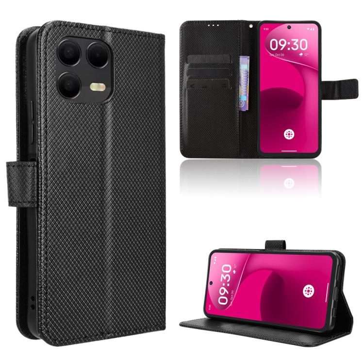 For T-Mobile Revvl 8 Pro 5G Diamond Texture Leather Phone Case(Black)