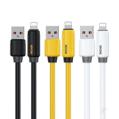 WK WDC-27i Elastic Genuine Silicone 1m 12W USB to 8 Pin Fast Charging Data Cable(Yellow)
