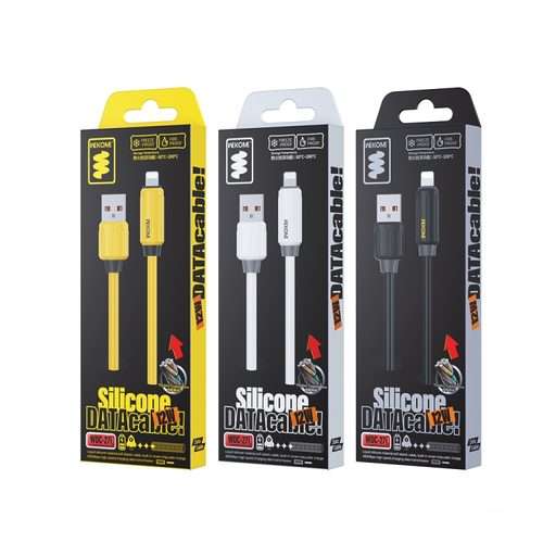 WK WDC-27i Elastic Genuine Silicone 1m 12W USB to 8 Pin Fast Charging Data Cable(Yellow)