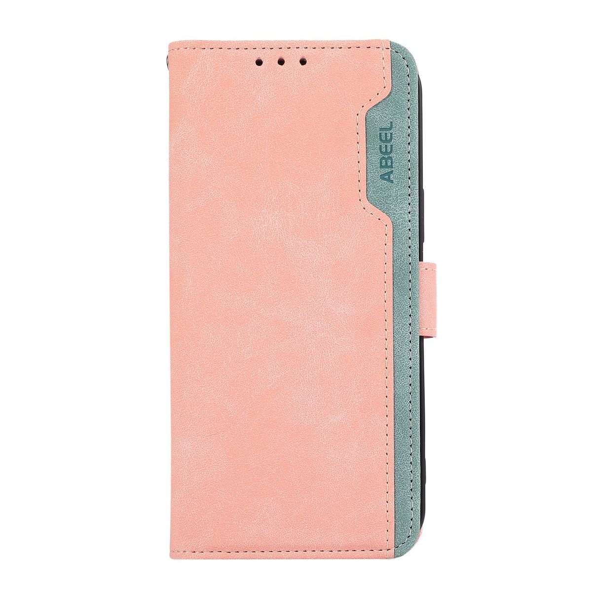 For Redmi K80 / K80 Pro ABEEL Color Block Magnetic RFID Leather Phone Case(Pink-Cyan)