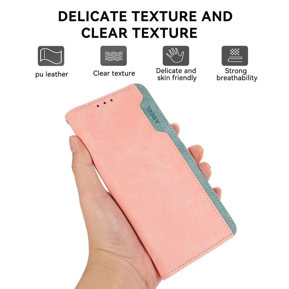 For Redmi K80 / K80 Pro ABEEL Color Block Magnetic RFID Leather Phone Case(Pink-Cyan)
