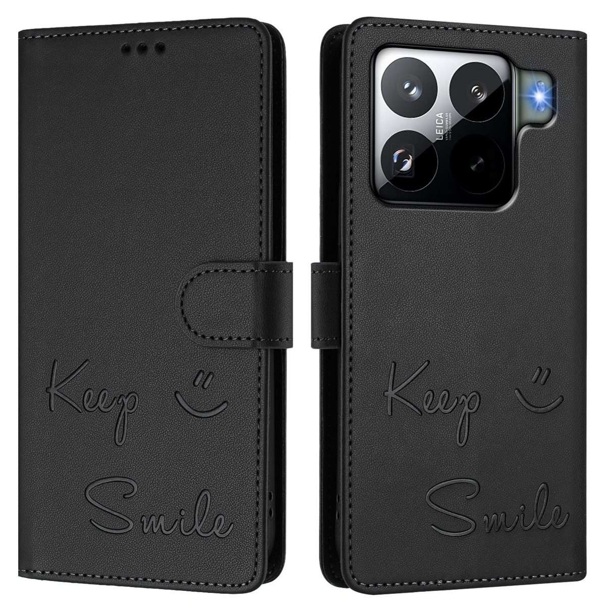 For Xiaomi 15S Pro 5G Smile Embossing RFID Leather Phone Case(Black)
