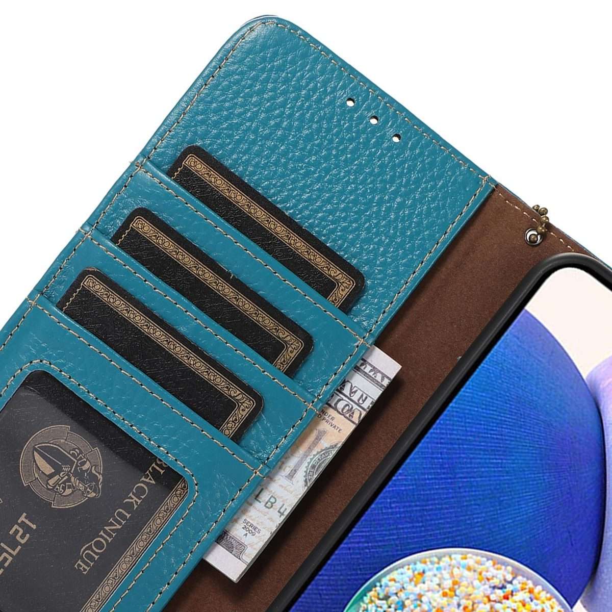 For Redmi K90/Poco F8 Pro Genuine Leather Litchi Texture RFID Leather Phone Case(Blue)