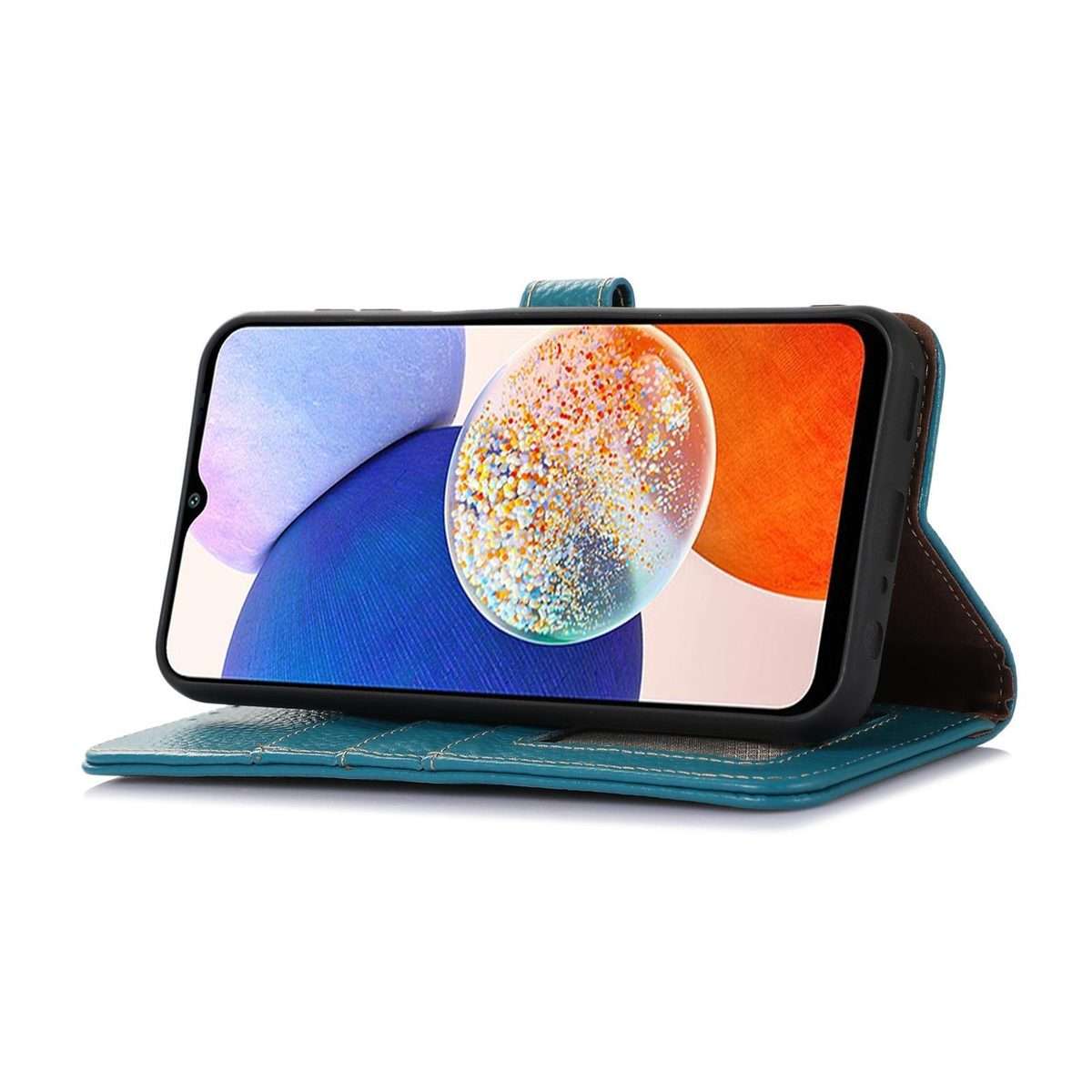 For Redmi K90/Poco F8 Pro Genuine Leather Litchi Texture RFID Leather Phone Case(Blue)