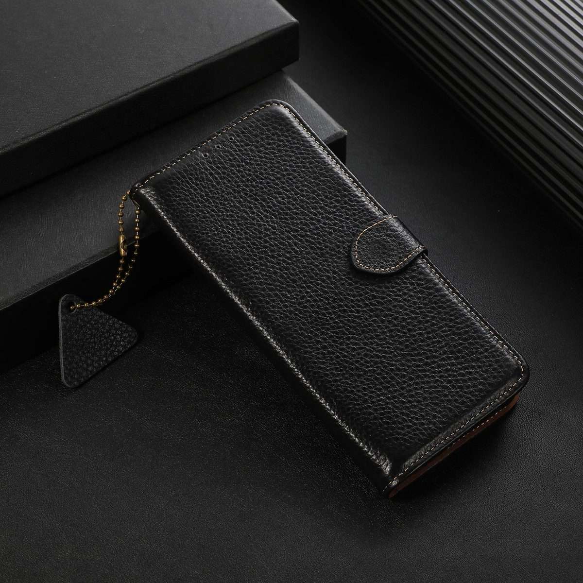 For Redmi K90/Poco F8 Pro Genuine Leather Litchi Texture RFID Leather Phone Case(Black)